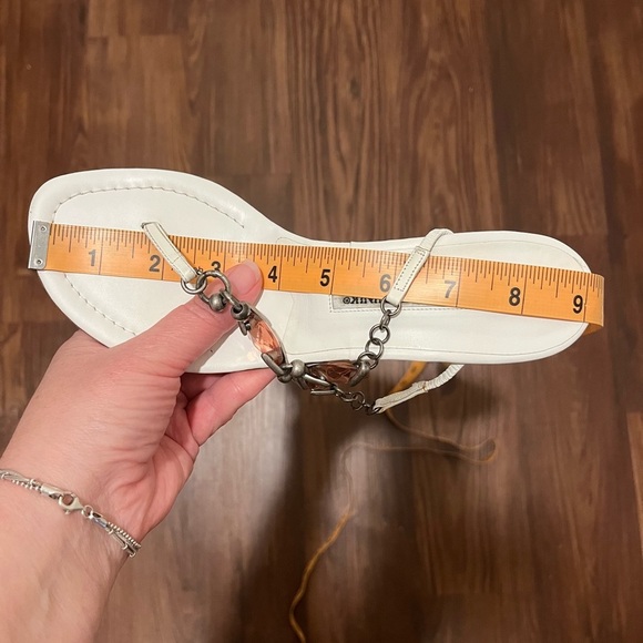 Manolo Blahnik White Thong Metal/Jeweled Heels Size 36.5 - Picture 11 of 12